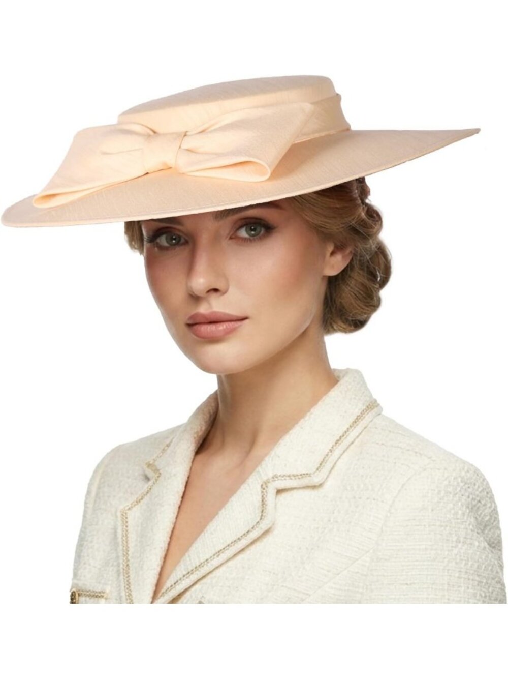 Elegant Wide Brim Fascinator Hat with Bowknot for Tea Party, Derby & Church